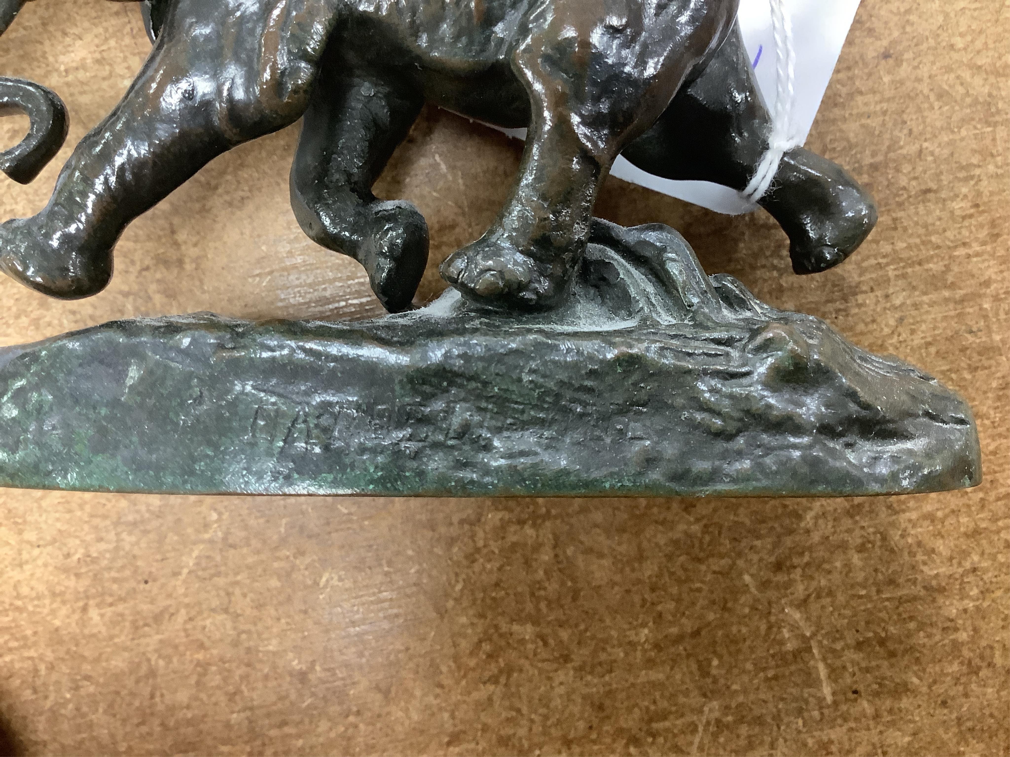 Antoine Louis Barye (French, 1795-1875), bronze study of a running elephant, 10.5cm wide. Condition - good